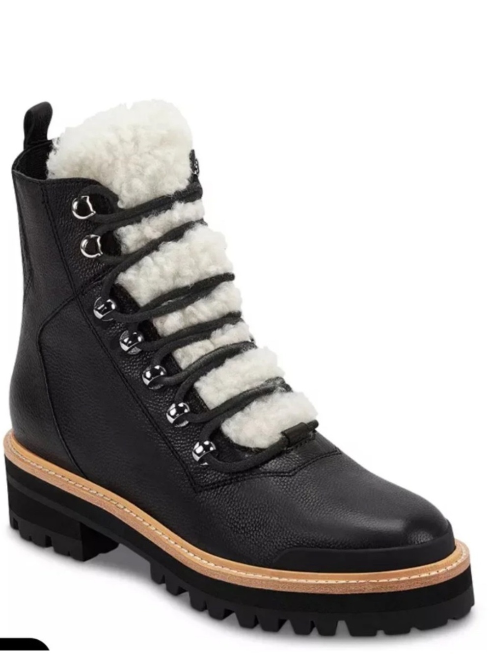 Marc Fisher Combat Boots Women 7 1/2 Black Leather